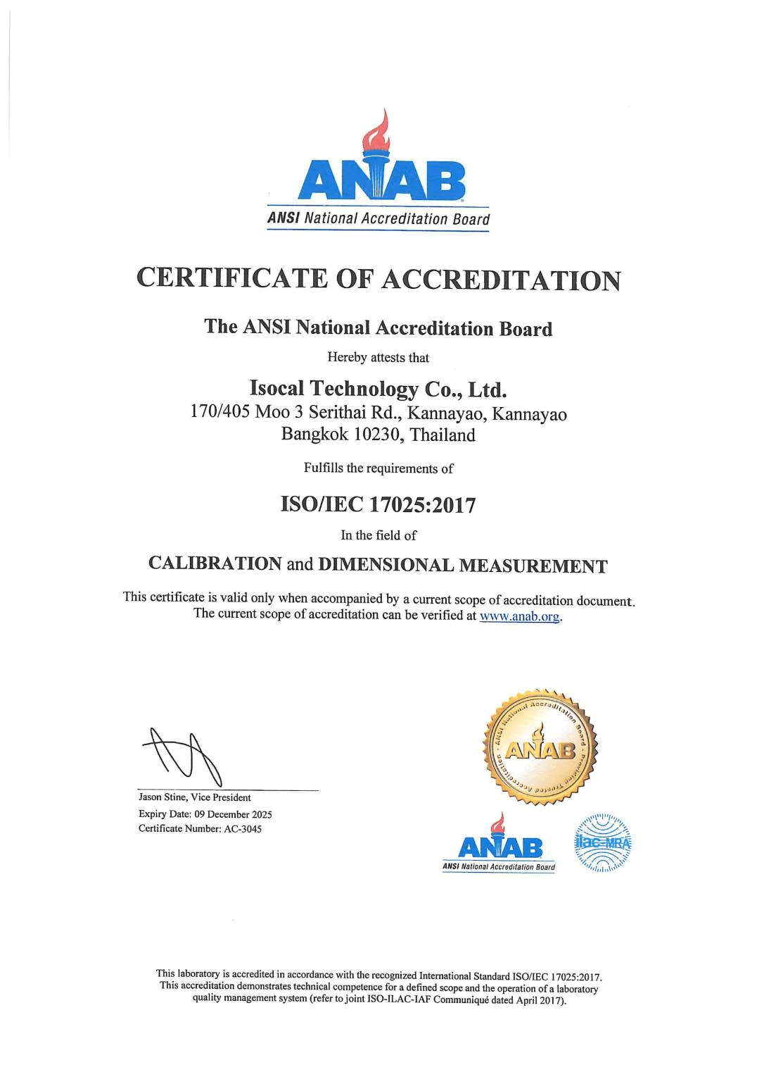 ANAB Certificate